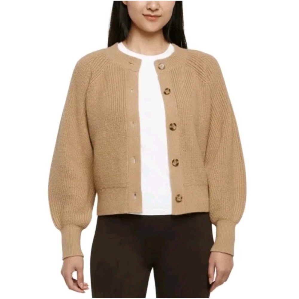 NWT Banana Republic Women XL Tan Shaker Knit Button Front Cardigan Sweater Layer